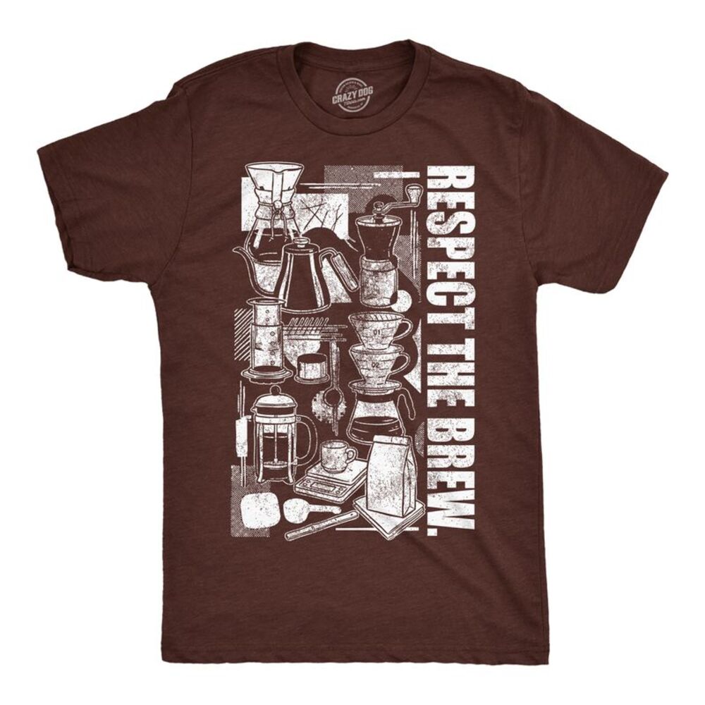 Mens Funny T Shirts Respect The Brew Sarcastic Coffee Tee For Men